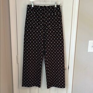Anthropologie Maeve Colette Ponte  Black with Geometric Pattern Pants Size 28